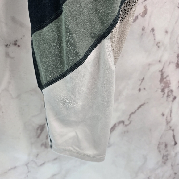 Athleta Leggings Womens Medium Green White Mesh Salutation Colorblock Power Vida - Picture 4 of 13
